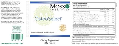 Photo of the Moss Nutrition OsteoSelect label