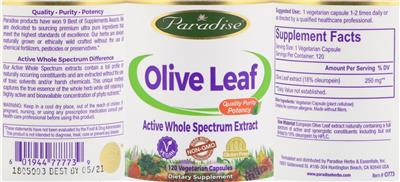 Photo of the Paradise Olive Leaf label