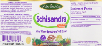 Photo of the Paradise Schisandra label