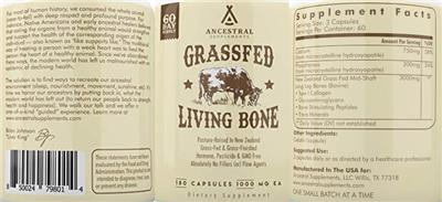 Photo of the Ancestral Supplements Grassfed Living Bone label