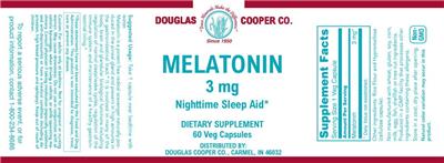 Photo of the Douglas Cooper Co. Melatonin 3 mg label