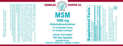 Photo of the Douglas Cooper Co. MSM 1000 mg label