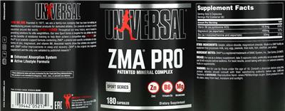 Photo of the Universal ZMA Pro label
