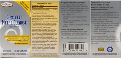 Photo of the Enzymatic Therapy Complete Metal Cleanse label