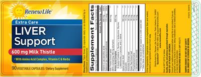 Photo of the Renew Life Extra Care Liver Support label