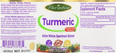 Photo of the Paradise Turmeric label