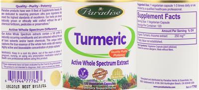 Photo of the Paradise Turmeric label