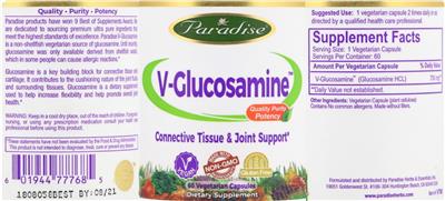 Photo of the Paradise V-Glucosamine label