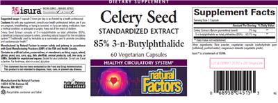 Photo of the Natural Factors Celery Seed label