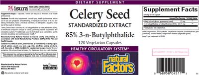 Photo of the Natural Factors Celery Seed label