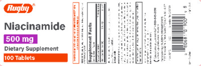 Photo of the Rugby Niacinamide 500 mg label