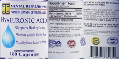 Photo of the Mental Refreshment Hyaluronic Acid label