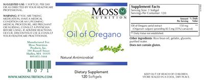 Photo of the Moss Nutrition Oil of Oregano label
