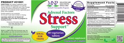 Photo of the MNP Michael's Naturopathic Programs Adrenal Factors Stress Support label