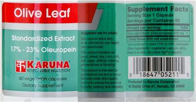 Photo of the Karuna Olive Leaf label