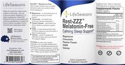 Photo of the LifeSeasons Rest-ZZZ Melatonin-Free label