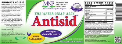 Photo of the MNP Michael's Naturopathic Programs Antisid label