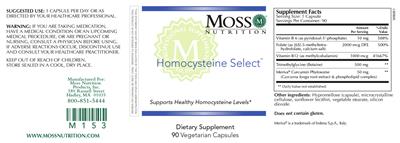 Photo of the Moss Nutrition Homocysteine Select label