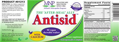 Photo of the MNP Michael's Naturopathic Programs Antisid label