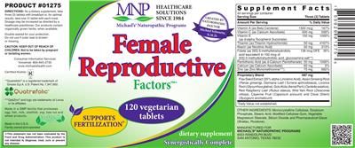 Photo of the MNP Michael's Naturopathic Programs Female Reproductive Factors label