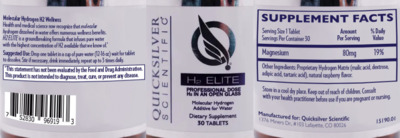 Photo of the Quicksilver Scientific H2 Elite label