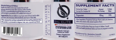 Photo of the Quicksilver Scientific H2 Elite Raspberry label