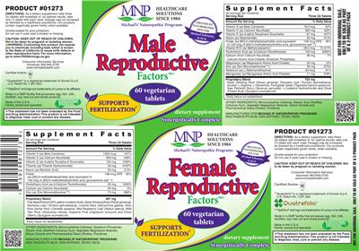 Photo of the MNP Michael's Naturopathic Programs Male Reproductive Factors label