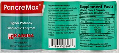 Photo of the Karuna PancreMax label