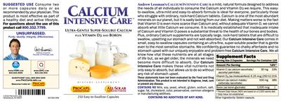 Photo of the ProCaps Laboratories Calcium Intensive Care label