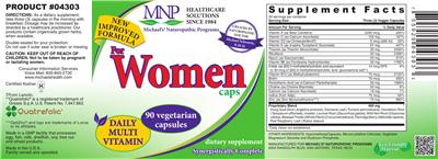 Photo of the MNP Michael's Naturopathic Programs For Women Caps Daily Multi Vitamin label