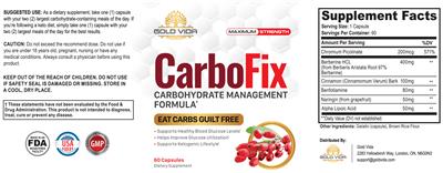 Photo of the Gold Vida CarboFix label