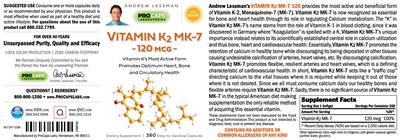 Photo of the ProCaps Laboratories Vitamin K2 MK-7 120 mcg label