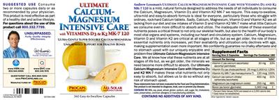 Photo of the ProCaps Laboratories Ultimate Calcium-Magnesium Intensive Care label