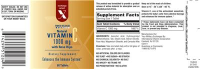 Photo of the Exchange Select X Natural Vitamin C 1000 mg With Rose Hips label