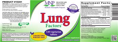 Photo of the MNP Michael's Naturopathic Programs Lung Factors label
