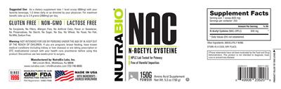 Photo of the NutraBio NAC label