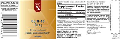 Photo of the Exchange Select X Co Q-10 100 mg label