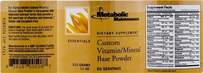 Custom Vitamin/Mineral Base Powder