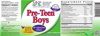 Photo of the MNP Michael's Naturopathic Programs Pre-Teen Boys Daily Multi Vitamin label