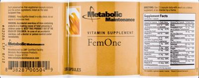Photo of the Metabolic Maintenance FemOne label