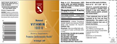 Photo of the Exchange Select X Natural Vitamin E 1000 IU label
