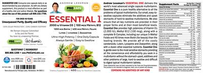 Photo of the ProCaps Laboratories Essential 1 2000 IU Vitamin D3 label