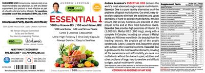 Photo of the ProCaps Laboratories Essential 1 1000 IU Vitamin D3 label