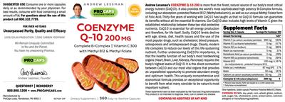 Photo of the ProCaps Laboratories Coenzyme Q-10 200 mg label