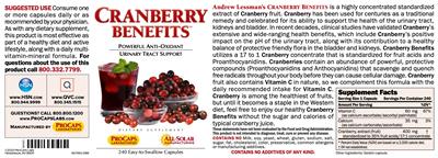 Photo of the ProCaps Laboratories Cranberry Benefits label