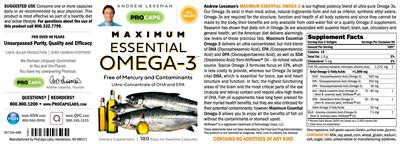 Photo of the ProCaps Laboratories Maximum Essential Omega-3 label