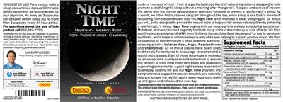 Photo of the ProCaps Laboratories Night Time label