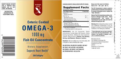 Photo of the Exchange Select X Enteric Coated Omega-3 1000 mg Fish Oil Concentrate label