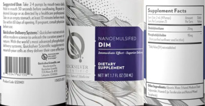 Photo of the Quicksilver Scientific Nanoemulsified DIM label