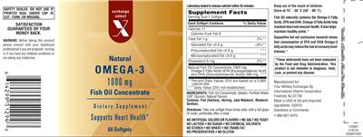 Photo of the Exchange Select X Natural Omega-3 1000 mg Fish Oil Concentrate label